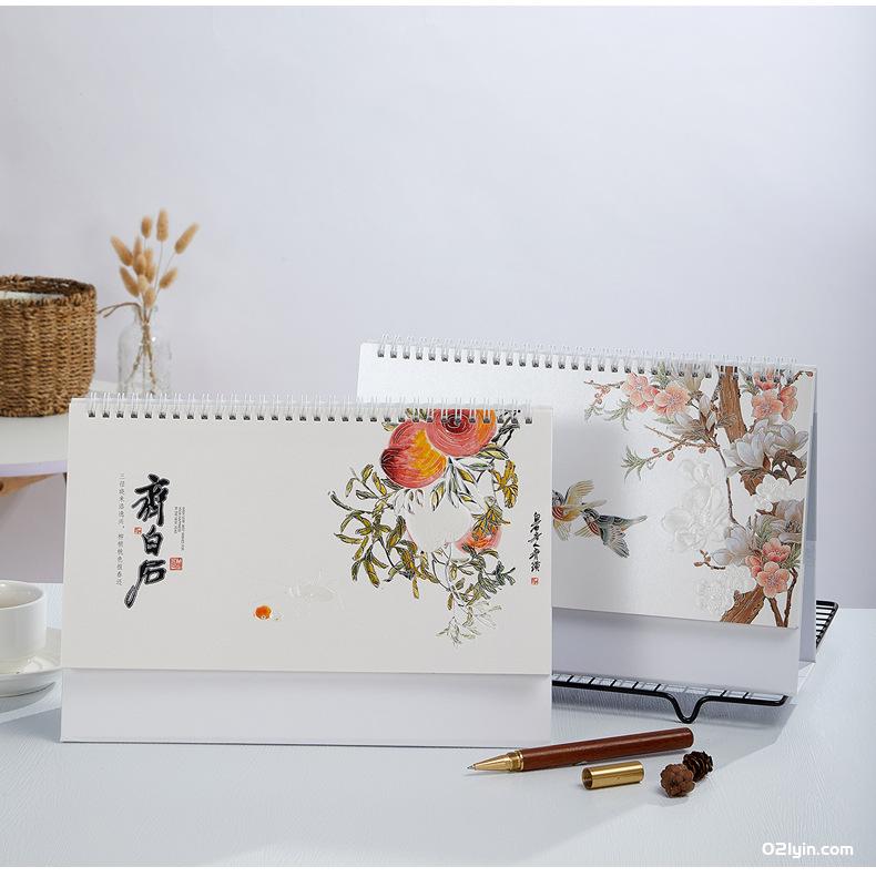 2022年珠光電雕臺歷四季養生 青花瓷 報春圖 月歷廠家批發  第11張